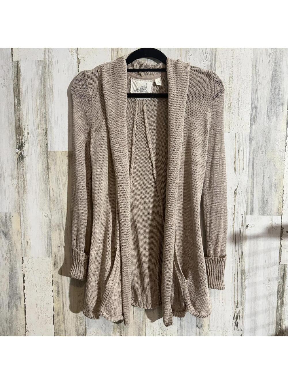 Angel of the North Women XS Open Knit Linen Blend Cardigan